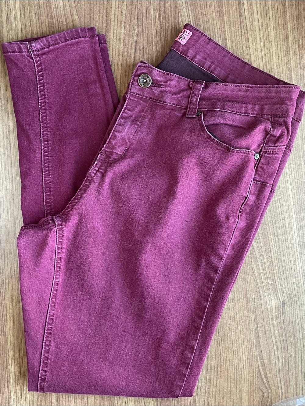 Wax Jean Butt I Love You Plum Purple Skinny Pants Size 14 Stretch